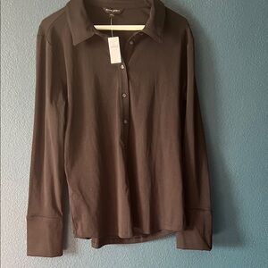 Banana Republic Men's Dark Brown Long Sleeve Shirt